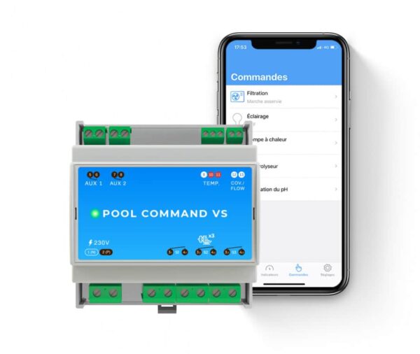 Boitier de commande pour pompe piscine à vitesse variable avec téléphone